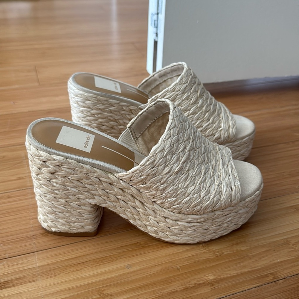 Dolce Vita Elora Raffia Platform Mules